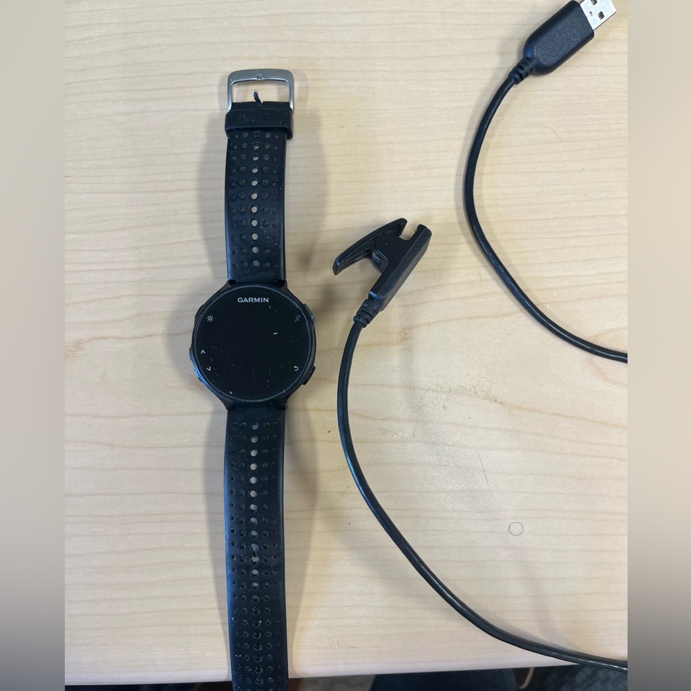 Garmin 245 watch and charging cable